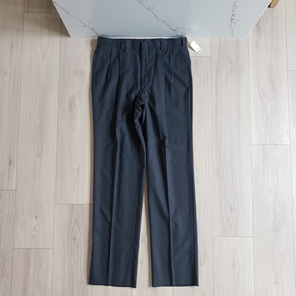 Brooks‎ Brothers Pants Mens 36x37 Gray Wool Pleated Makers Brookseas Made in USA